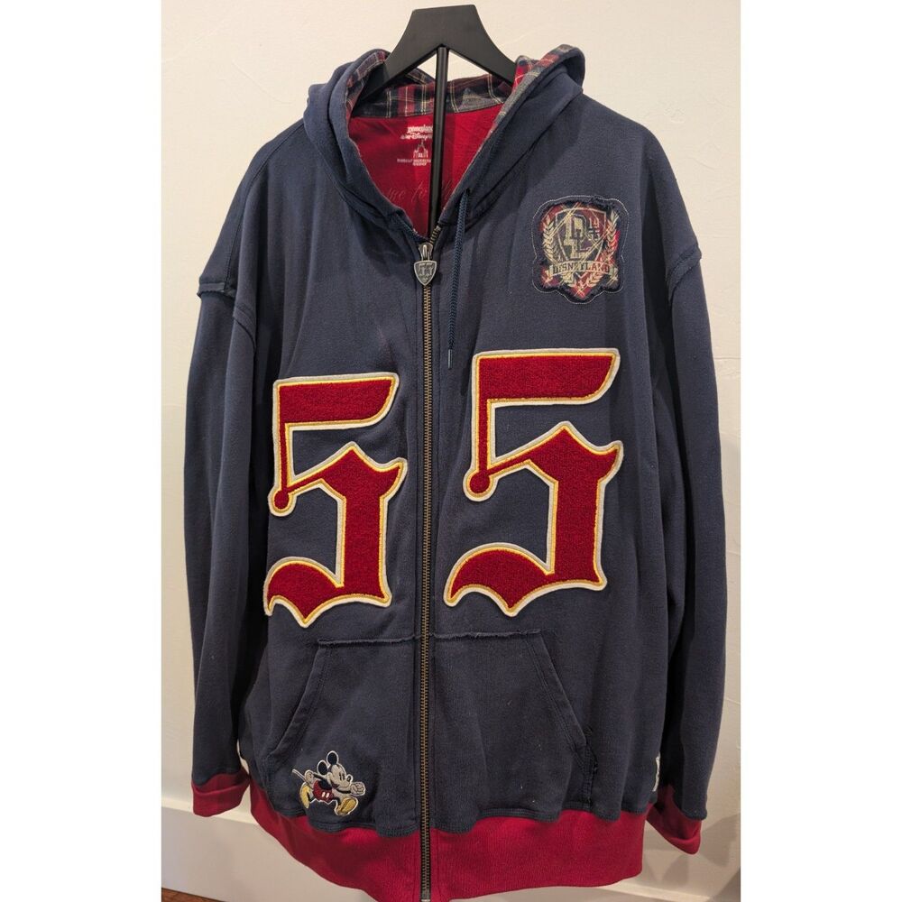 Disneyland “55” Hoodie – XL, Mickey Patch & Shield Zipper, Rare Details